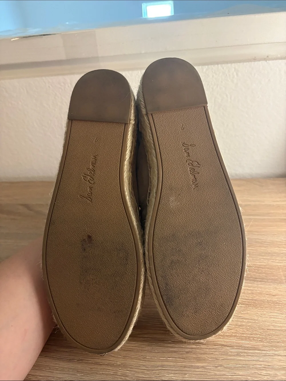 Sam Edelman Taupe Suede Espadrille Platform Slip-On Shoes